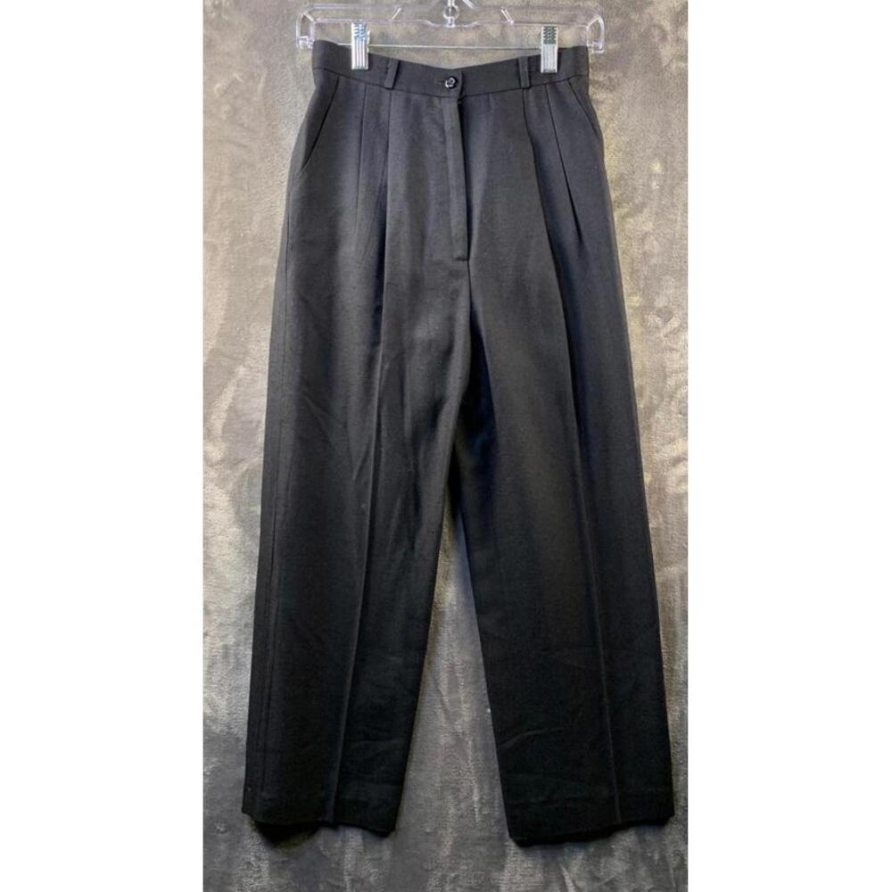 Vintage Womens Bassonova Black Pleated Dress Pants Sz.2 (715)